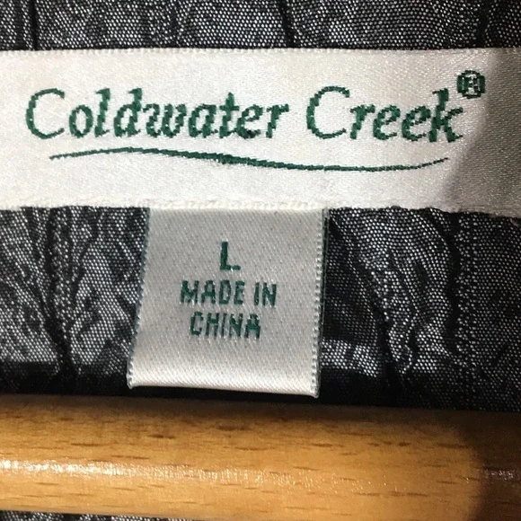 Coldwater Creek Pewter Silver Textured‎ Open Front Blazer Jacket Size L Pockets - Picture 4 of 6